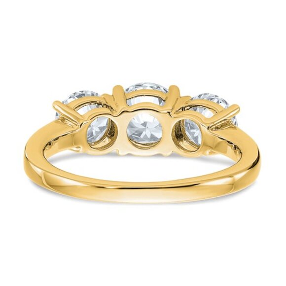 14K Yellow Gold 2.2 CT TRUE Light Moissanite Three Stone Engagement Ring - Picture 4 of 9
